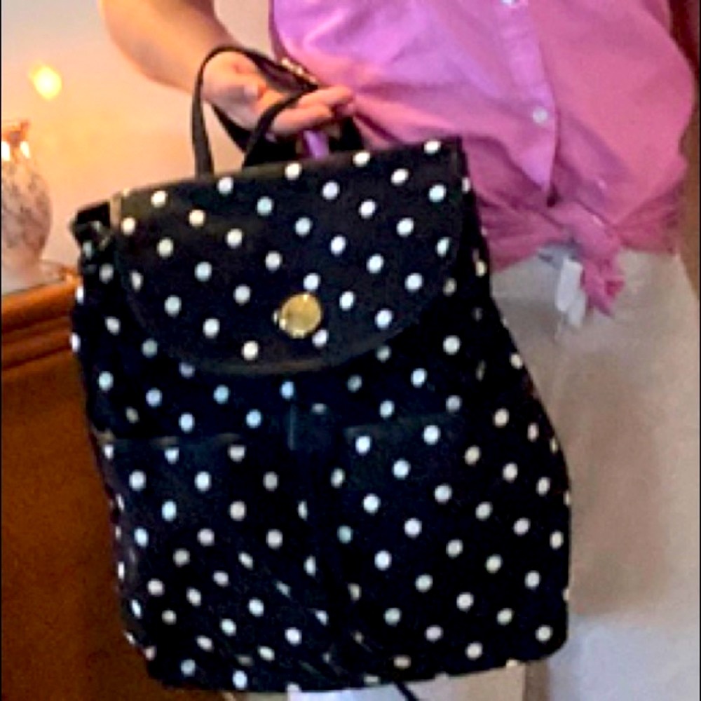 MINT Authentic Tommy  Hilfiger Backpack LARGE Black with White Polka Dots NWOT - Picture 13 of 16